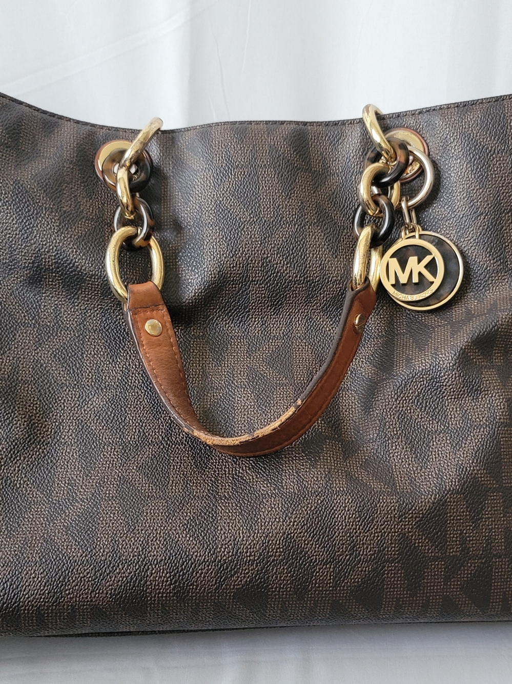 Michael Kors Brown Logo Chain-Handle Tote Bag